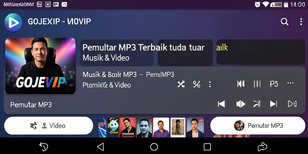 Tampilan antarmuka GOJEKVIP saat memutar musik MP3.