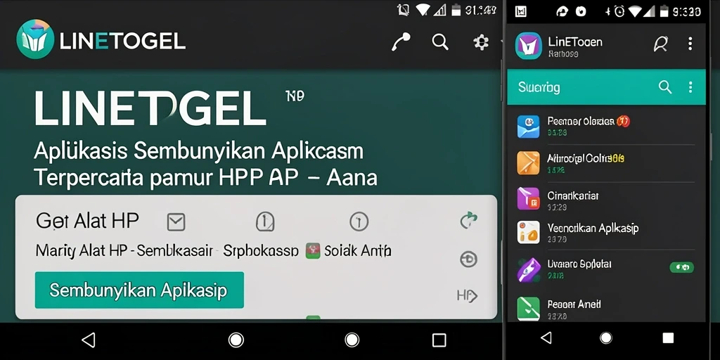 Antarmuka aplikasi LINETOGEL menampilkan opsi untuk menyembunyikan aplikasi dengan mudah.