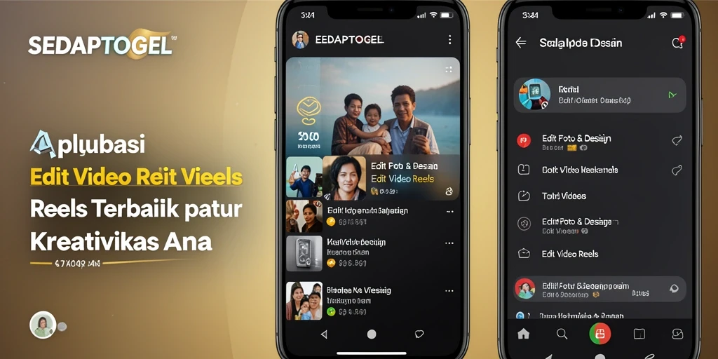 Tampilan antarmuka SEDAPTOGEL dengan fitur Edit Video Reels yang menarik.