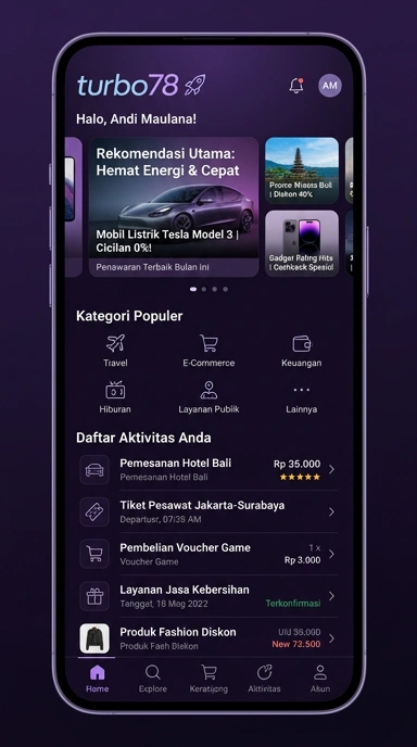 Tampilan katalog aplikasi turbo78